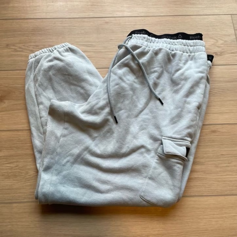 Reebok‎ Mens Light Gray Fleece Cargo Jogger Sweatpants XXXL REW234PA01
